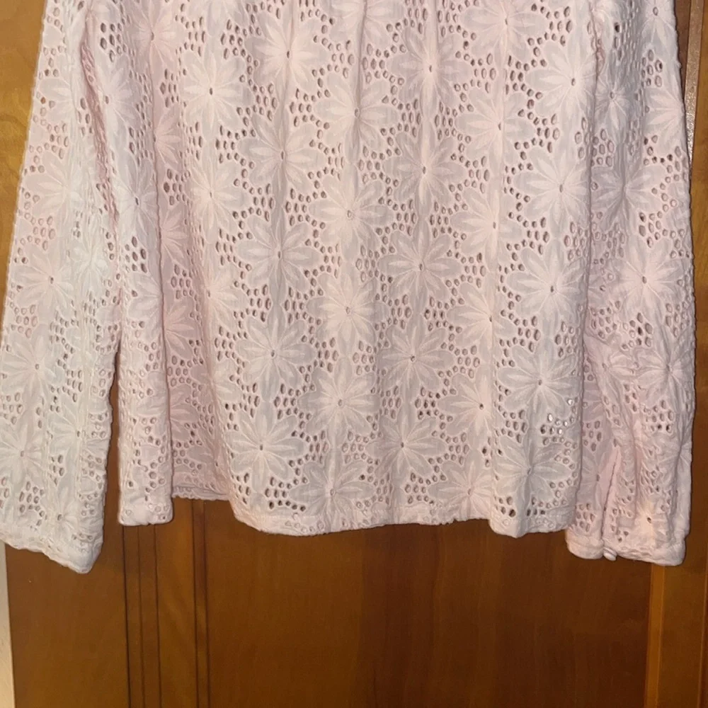 L’affaire peach eyelet cotton top; medium - Picture 2 of 9